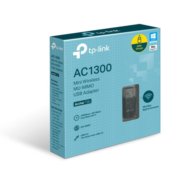 Безжичен адаптер TP-link Archer T3U AC1300 MU-MIMO