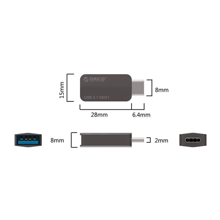 Адаптер Orico OTG USB 3.1 Type C to Type A/F, Metal - CTA2-SV