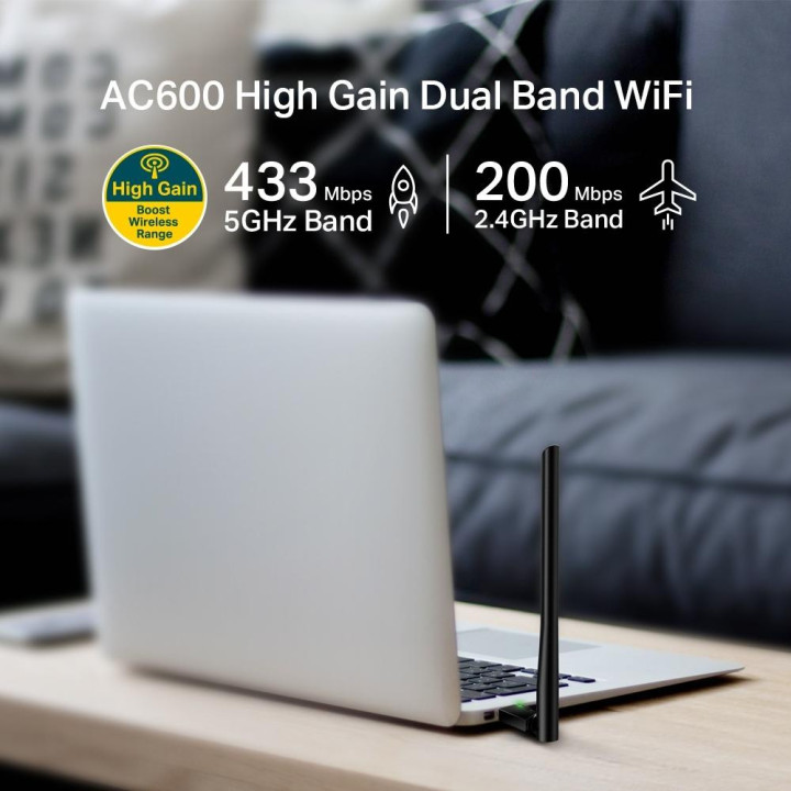 Безжичен адаптер TP-LINK Archer T2U PLUS AC600