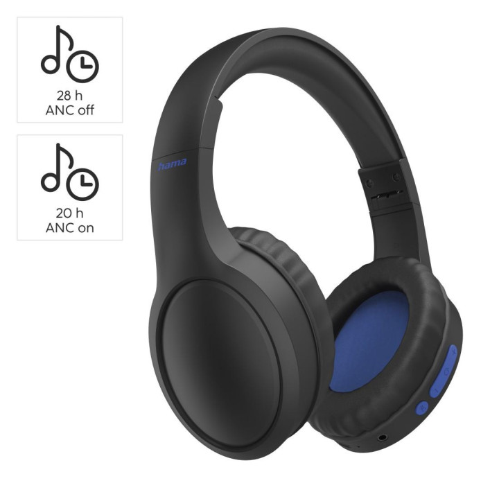 Bluetooth слушалки HAMA Spirit Focused, Over-Ear, ANC, Micro, Bag, Черни - HAMA-184160