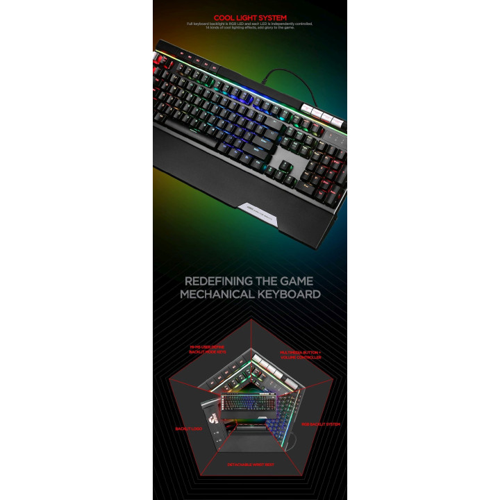 Механична геймърска клавиатура Marvo PRO KG965G RGB, Blue Outemu switches - MARVO-PRO-KG965G