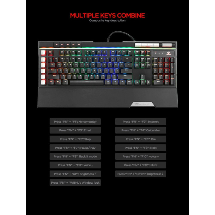 Механична геймърска клавиатура Marvo PRO KG965G RGB, Blue Outemu switches - MARVO-PRO-KG965G