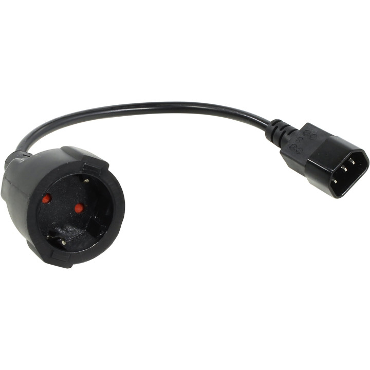Захранващ кабел VCom  Cable Power Ext IEC 320 C14 / SCHUKO F 0.2m 16A Black - CE002-CU1.5mm-0.2m