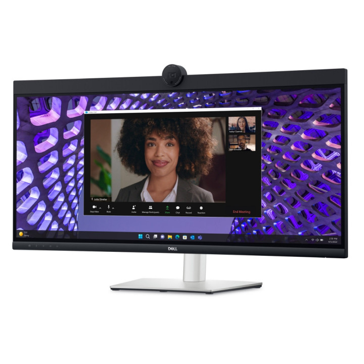 Конферентен монитор Dell P3424WEB, 34" Curved, WQHD AG, IPS, 21:9, 5ms, 99% sRGB, HDMI, DP, USB-C, USB 3.2 hub, RJ45, ComfortView Plus, Black