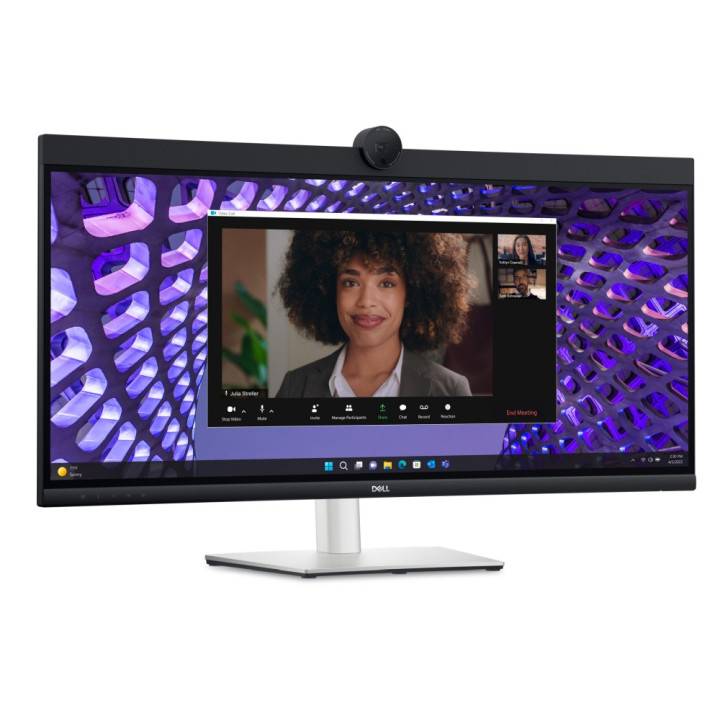 Конферентен монитор Dell P3424WEB, 34" Curved, WQHD AG, IPS, 21:9, 5ms, 99% sRGB, HDMI, DP, USB-C, USB 3.2 hub, RJ45, ComfortView Plus, Black
