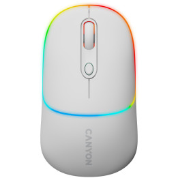 Bluetooth мишка Canyon MW-22, 2 in 1, 4 бутона, DPI 800/1200/1600, BT/ 2.4GHz, 650mAh Li-poly батерия, RGB backlight, Snow white - CNS-CMSW22SW
