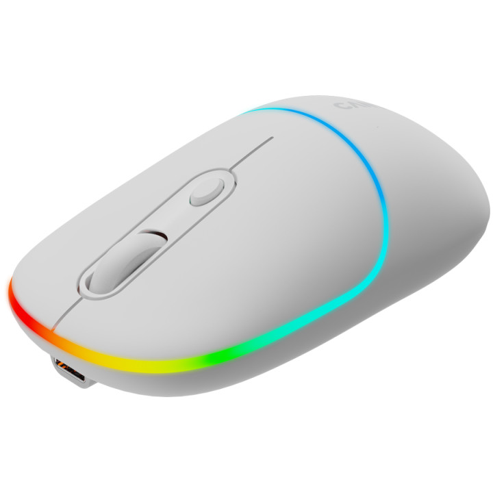 Bluetooth мишка Canyon MW-22, 2 in 1, 4 бутона, DPI 800/1200/1600, BT/ 2.4GHz, 650mAh Li-poly батерия, RGB backlight, Snow white - CNS-CMSW22SW