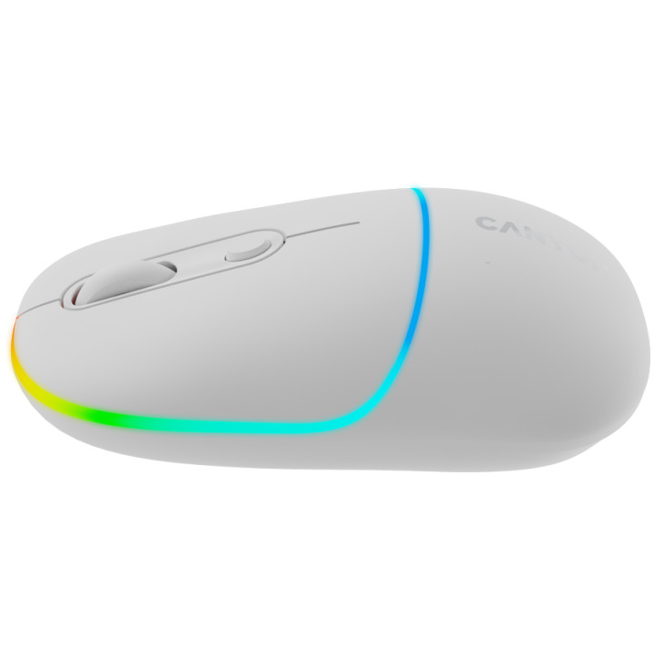 Bluetooth мишка Canyon MW-22, 2 in 1, 4 бутона, DPI 800/1200/1600, BT/ 2.4GHz, 650mAh Li-poly батерия, RGB backlight, Snow white - CNS-CMSW22SW