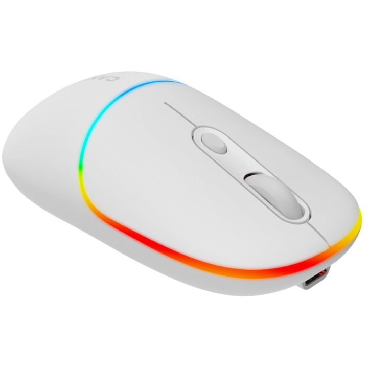 Bluetooth мишка Canyon MW-22, 2 in 1, 4 бутона, DPI 800/1200/1600, BT/ 2.4GHz, 650mAh Li-poly батерия, RGB backlight, Snow white - CNS-CMSW22SW