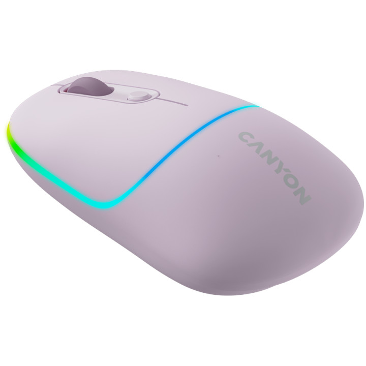 Bluetooth мишка Canyon MW-22, 2 in 1, 4 бутона, DPI 800/1200/1600, BT/ 2.4GHz, 650mAh Li-poly батерия, RGB backlight, Pearl rose - CNS-CMSW22PR