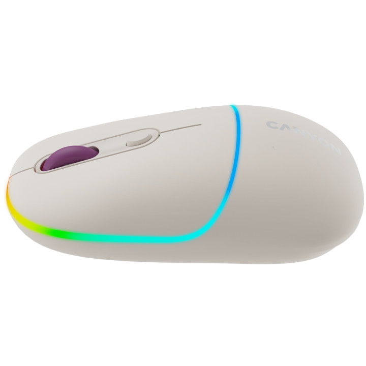 Bluetooth мишка Canyon MW-22, 2 in 1, 4 бутона, DPI 800/1200/1600, BT/ 2.4GHz, 650mAh Li-poly батерия, RGB backlight, Rice - CNS-CMSW22RC