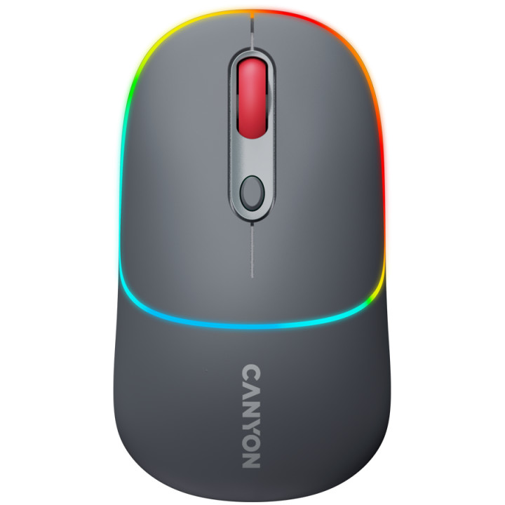 Bluetooth мишка Canyon MW-22, 2 in 1, 4 бутона, DPI 800/1200/1600, BT/ 2.4GHz, 650mAh Li-poly батерия, RGB backlight, Dark grey - CNS-CMSW22DG