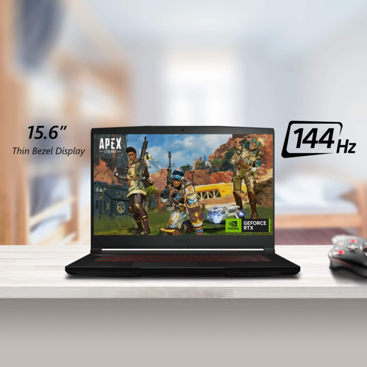 Лаптоп MSI Thin GF63 12VF, Intel i7-12650H, 15.6" FHD AG, 144Hz, IPS, 16GB RAM, 512GB SSD, RTX 4060 8GB GDDR6, Red Backlit KBD, Black - 9S7-16R821-639