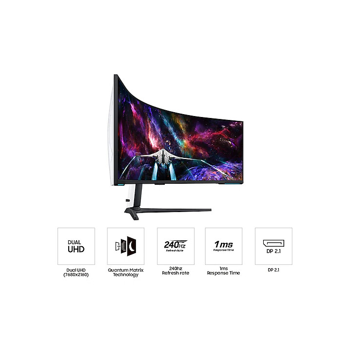 Монитор Samsung Odyssey Neo G9 G95NC 57" Mini-LED Quantum Dot DUAL UHD 7680 x 2160, 240 Hz, 1ms, FreeSync Premium Pro - LS57CG952NUXEN