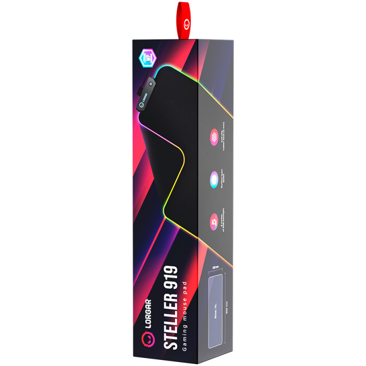 Геймърски пад Lorgar Steller 919, High-speed surface, anti-slip rubber base, RGB backlight, USB connection, Lorgar WP Gameware support, size: 900mm x 360mm x 3mm - LRG-GMP919