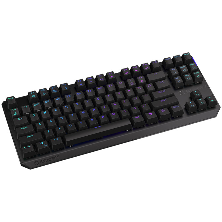 Геймърска клавиатура Endorfy Thock TKL Wireless Red Gaming Keyboard, Kailh Box Red Mechanical Switches, Double Shot PBT Keycaps, ARGB, Hot-swappable switches, Connections: BT/2.4GHz/USB - EY5A080