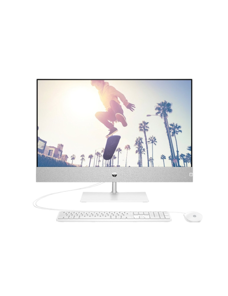 All in One компютър HP Pavilion AIO 27-ca1000nu Snowflake White, Intel i5-12400T, 27" FHD AG IPS + 5MP Camera, 16GB RAM, 512GB SSD, WiFi ac 2x2 +BT 5, HP Keyboard & HP Mouse, Free DOS - 7B2Z9EA