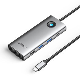Докинг станция Orico Type-C Docking Station Power Distribution 100W - HDMI, Type-C x 1, USB3.0 x 2, USB 2.0 x 1, LAN 1000Mbps Gigabit, VGA - PW11-8PC-GY-EP