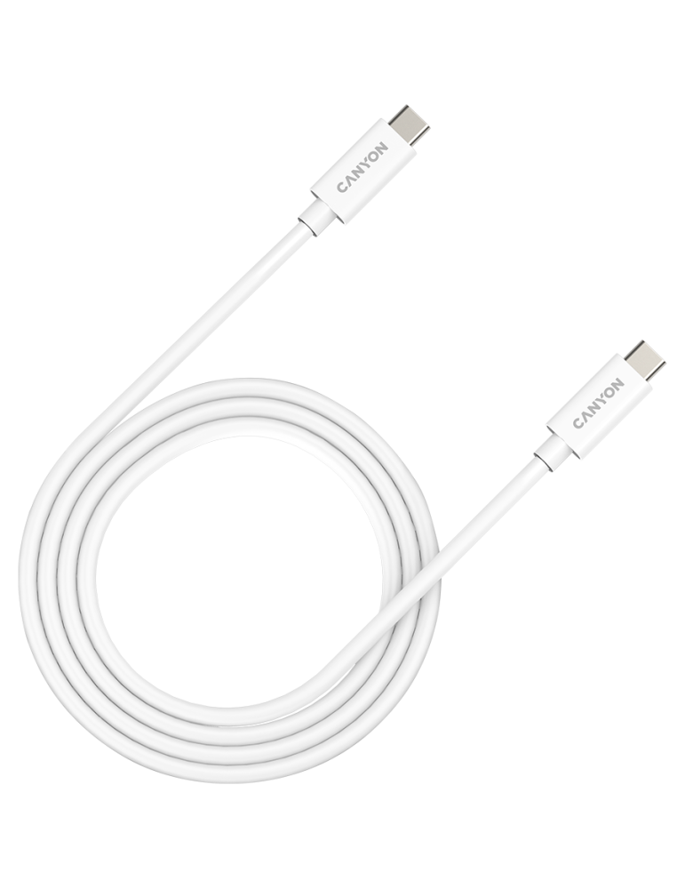 Кабел Canyon UC-44, U4-CC-5A1M-E, USB4 TYPE-C to TYPE-C cable assembly 40G 1m 5A 240W(ERP) with E-MARK, CE, ROHS, white - CNS-USBC44W