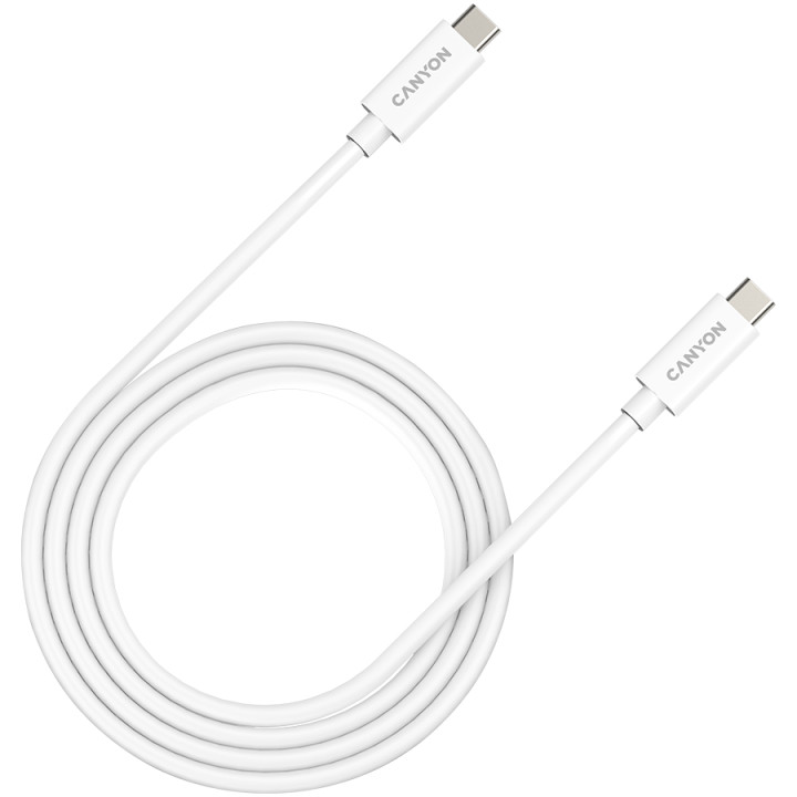 Кабел Canyon UC-44, U4-CC-5A1M-E, USB4 TYPE-C to TYPE-C cable assembly 40G 1m 5A 240W(ERP) with E-MARK, CE, ROHS, white - CNS-USBC44W