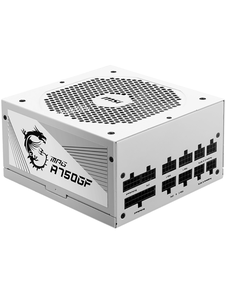 Захранване MSI MPG A750GF White Power Supply 750W, 80 PLUS Gold, Japanese capacitors, Fully Modular, Flat Black Cables, 100~240VAC, 47-63HZ, 140mm fan, 160x150x86 mm, ATX, 2xEPS, 6xPCI-E, 8XSATA, 4xMOLEX, FDD, EU plug - MPG_A750GF_WHITE