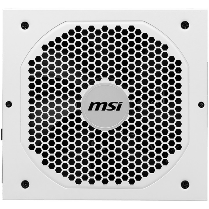 Захранване MSI MPG A750GF White Power Supply 750W, 80 PLUS Gold, Japanese capacitors, Fully Modular, Flat Black Cables, 100~240VAC, 47-63HZ, 140mm fan, 160x150x86 mm, ATX, 2xEPS, 6xPCI-E, 8XSATA, 4xMOLEX, FDD, EU plug - MPG_A750GF_WHITE