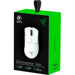 Безжична ергономична геймърска мишка Razer DeathAdder V3 Pro - White Edition, с кабел за презареждане USB Type C, 30000DPI - RZ01-04630200-R3G1