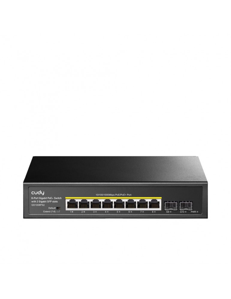 Суич Cudy GS1008PS2, L2, 8 x Gigabit Ethernet PoE ports, 2 x SFP, 128MB RAM