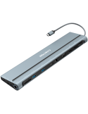 Докинг станция Canyon 14 in 1 hub, с 2xType C*, 3xUSBA, DP, VGA, SD card slot, TF card slot, Audio 3.5 audio, 2xHDMI, RJ45, сив- CNS-HDS90