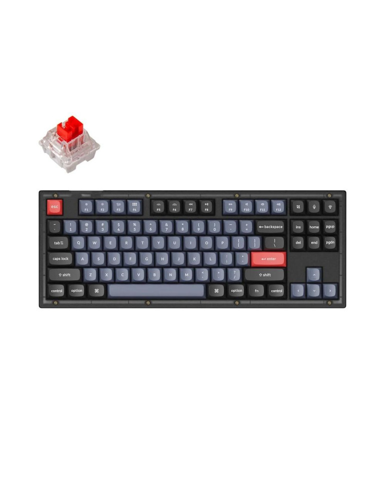 Геймърска механична клавиатура Keychron V3 TKL Knob QMK Frosted Black Translucent, Keychron K Pro Red Switch, RGB Backlight - V3-C1