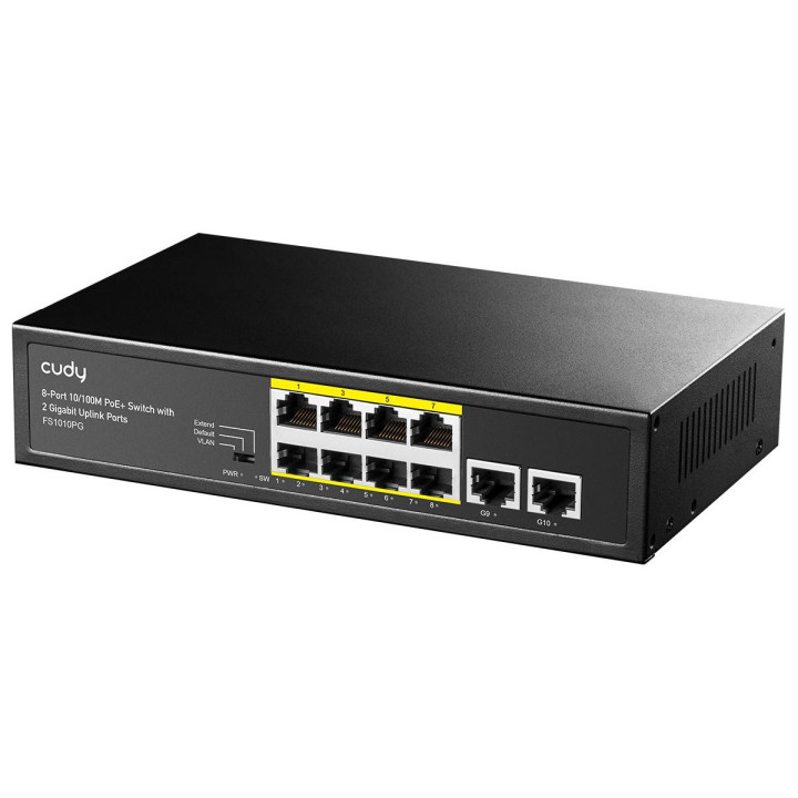 Суич Cudy FS1010PG, 8 портов, 10/100, PoE  Switch 120W, 2 x Uplink порта