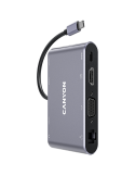 Докинг станция Canyon 8 in 1 USB C hub, HDMI: 4Kx30Hz, VGA, Type-C, 3бр. USB3.0,Glgabit LAN, 3.5mm audio jack, кабел 15cm, тъмно сив - CNS-TDS14