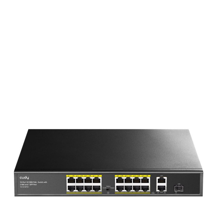 Суич Cudy FS1018PS1, 16 x 10/100 PoE  Switch 190W, 2 x Gigabit порта, 1 x SFP Slot