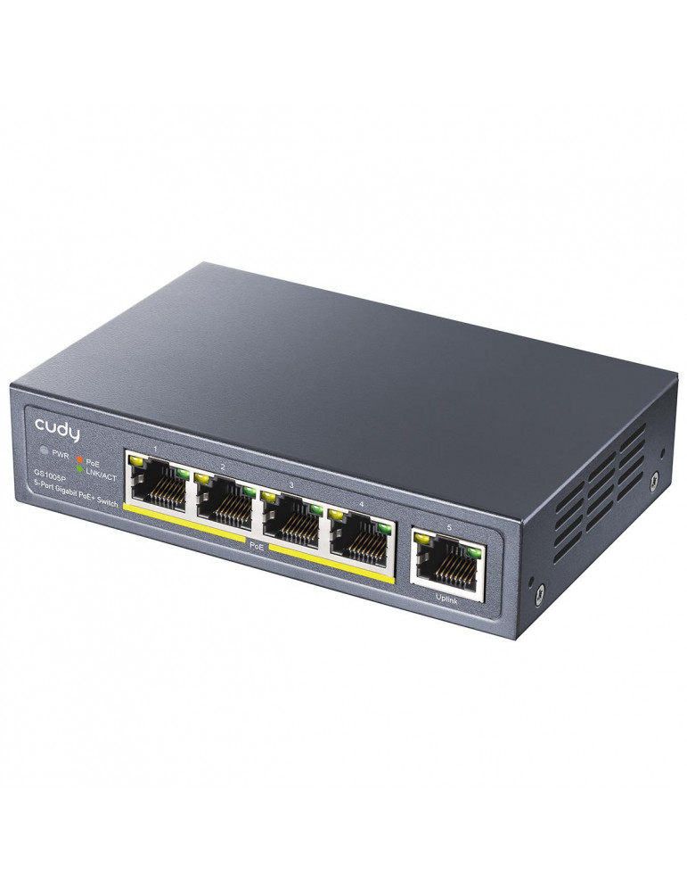 Суич Cudy FS1010P, 5 портов, 10/100/100, PoE  Switch 60W, Uplink порт
