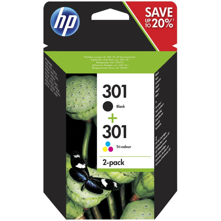 Консуматив HP 301 Combo 2-Pack Original Ink Cartridge  Black/Tri-color   Page Yield 190/165  HP ENVY 5642  5644  5744  5646  5540