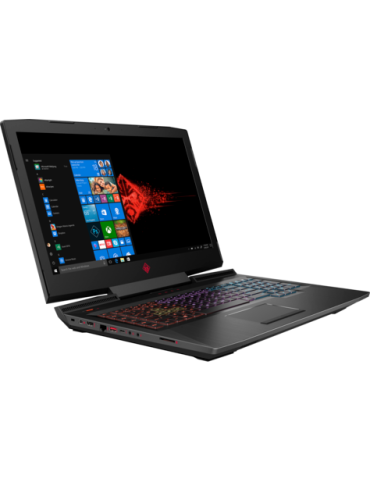 Геймърски лаптоп HP OMEN Intel Core i7-8750H, 16GB, 1TB 7200RPM + 512GB, GTX 1060 6GB G-SYNC, 17.3 FHD IPS 120Hz, FreeDOS, Shadow black - Thunderbolt