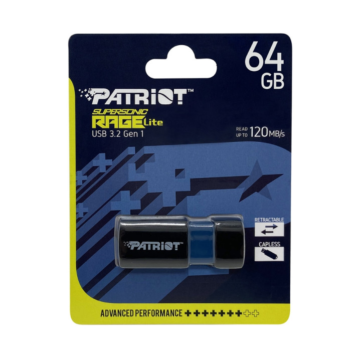 Флаш памет Patriot 64GB Supersonic Rage LITE USB 3.2 Generation 1 - PEF64GRLB32U