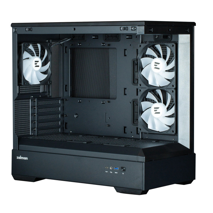 Кутия за компютър Zalman P30 Black, mATX, aRGB, Tempered Glass - ZM-P30-BK