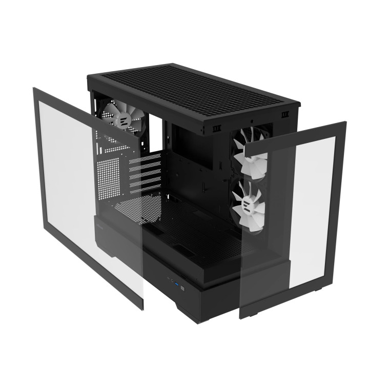 Кутия за компютър Zalman P30 Black, mATX, aRGB, Tempered Glass - ZM-P30-BK