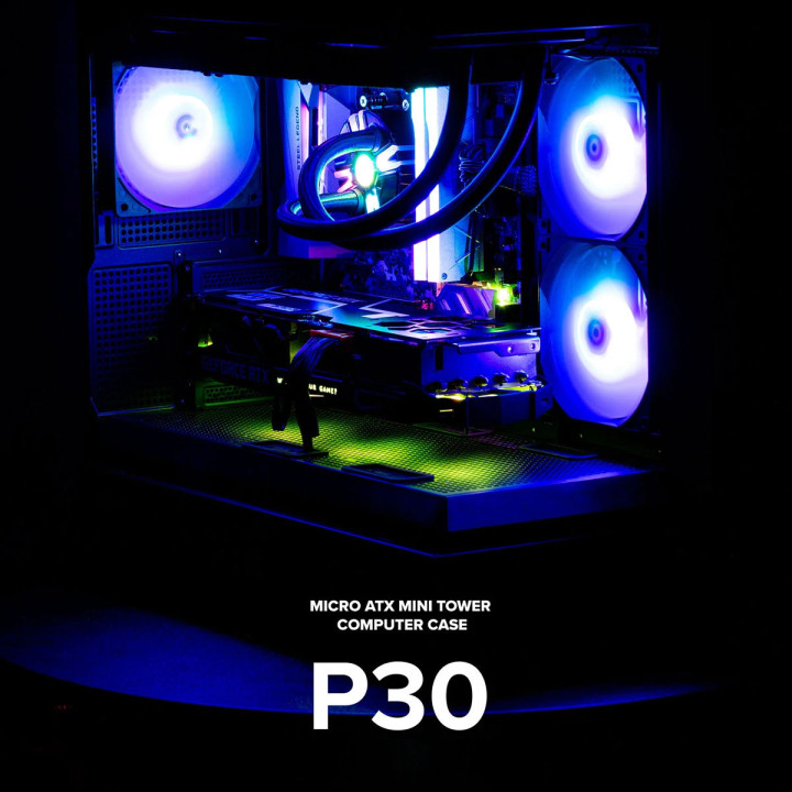 Кутия за компютър Zalman P30 Black, mATX, aRGB, Tempered Glass - ZM-P30-BK