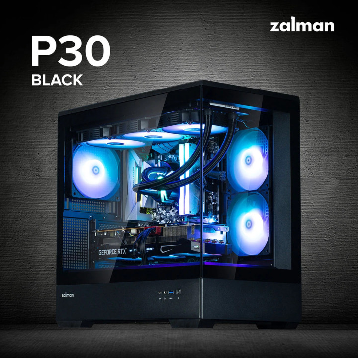 Кутия за компютър Zalman P30 Black, mATX, aRGB, Tempered Glass - ZM-P30-BK