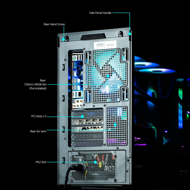 Кутия за компютър Zalman P30 Black, mATX, aRGB, Tempered Glass - ZM-P30-BK