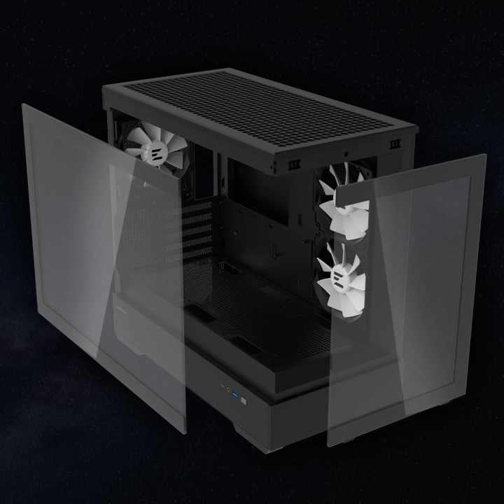 Кутия за компютър Zalman P30 Black, mATX, aRGB, Tempered Glass - ZM-P30-BK