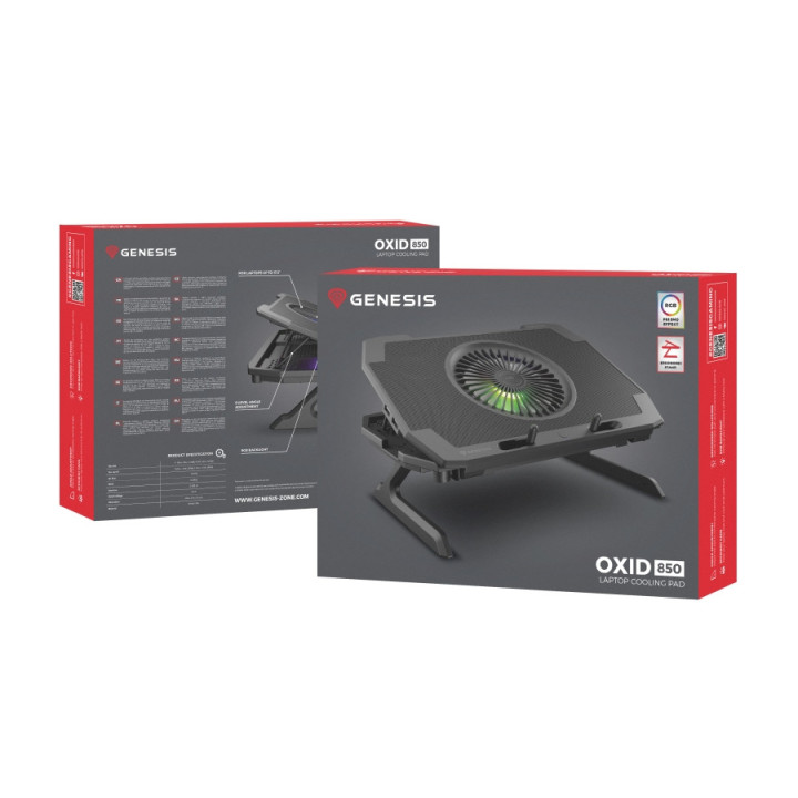 Охлаждаща поставка за лаптоп Genesis Laptop Cooling Pad Oxid 850 15.6-17.3 5 Fans, Led Light - NHG-1858