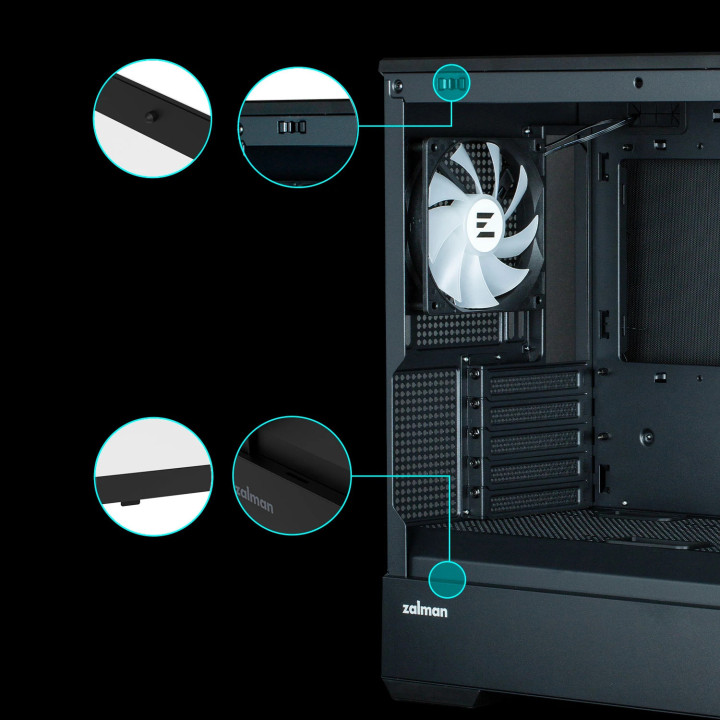 Кутия за компютър Zalman P30 Black, mATX, aRGB, Tempered Glass - ZM-P30-BK