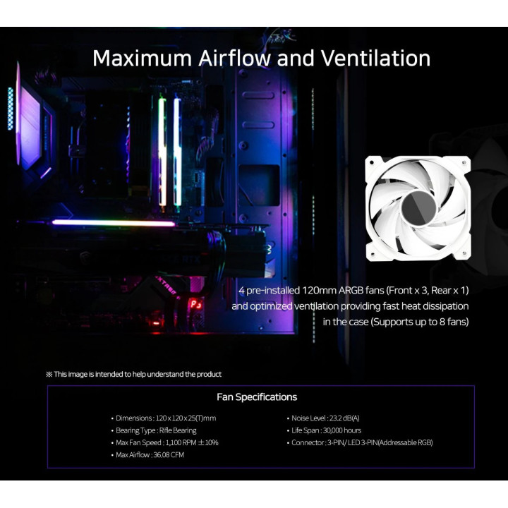 Кутия за компютър Zalman I3 NEO TG White, ATX, aRGB, Tempered Glass - ZM-I3-NEO-TG-White