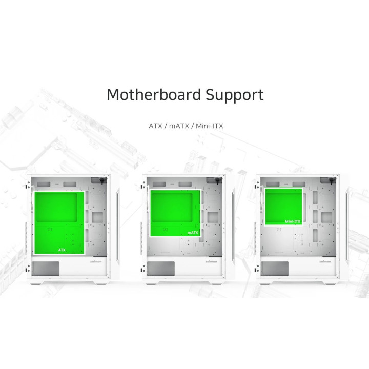 Кутия за компютър Zalman I3 NEO TG White, ATX, aRGB, Tempered Glass - ZM-I3-NEO-TG-White