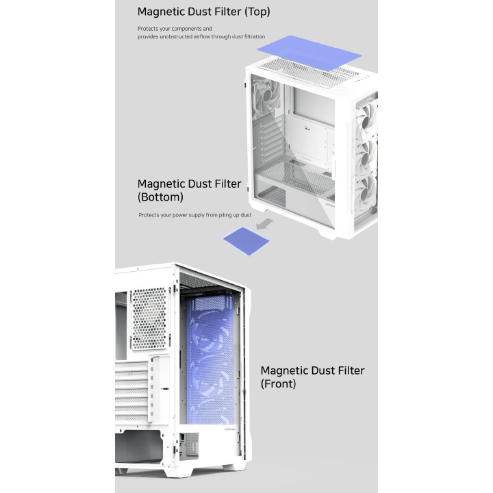 Кутия за компютър Zalman I3 NEO TG White, ATX, aRGB, Tempered Glass - ZM-I3-NEO-TG-White