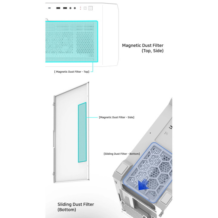 Кутия за компютър Zalman Z10 DUO White, EATX, Mesh, Tempered Glass - ZM-Z10-DUO-WHITE