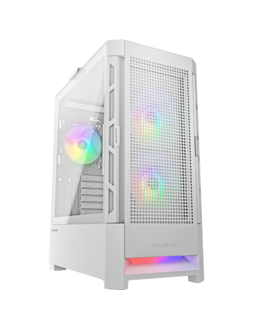 Кутия за компютър Cougar Airface RGB White, Mid Tower, 2x 140 1x120 ARGB Fans, Tempered Glass, CEB, E-ATX - CG385ZD100005